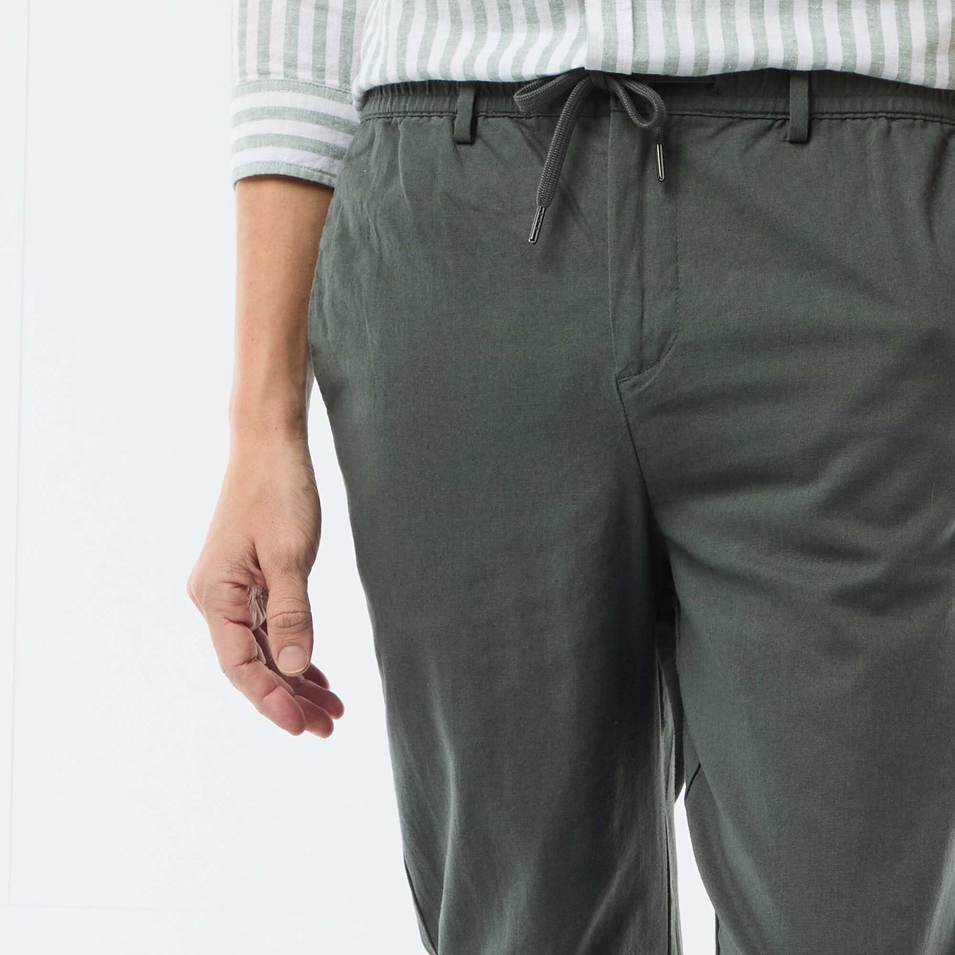 რეგულარული მორგება ტილო ნაზავი ჩინოს შარვალი მწვანე