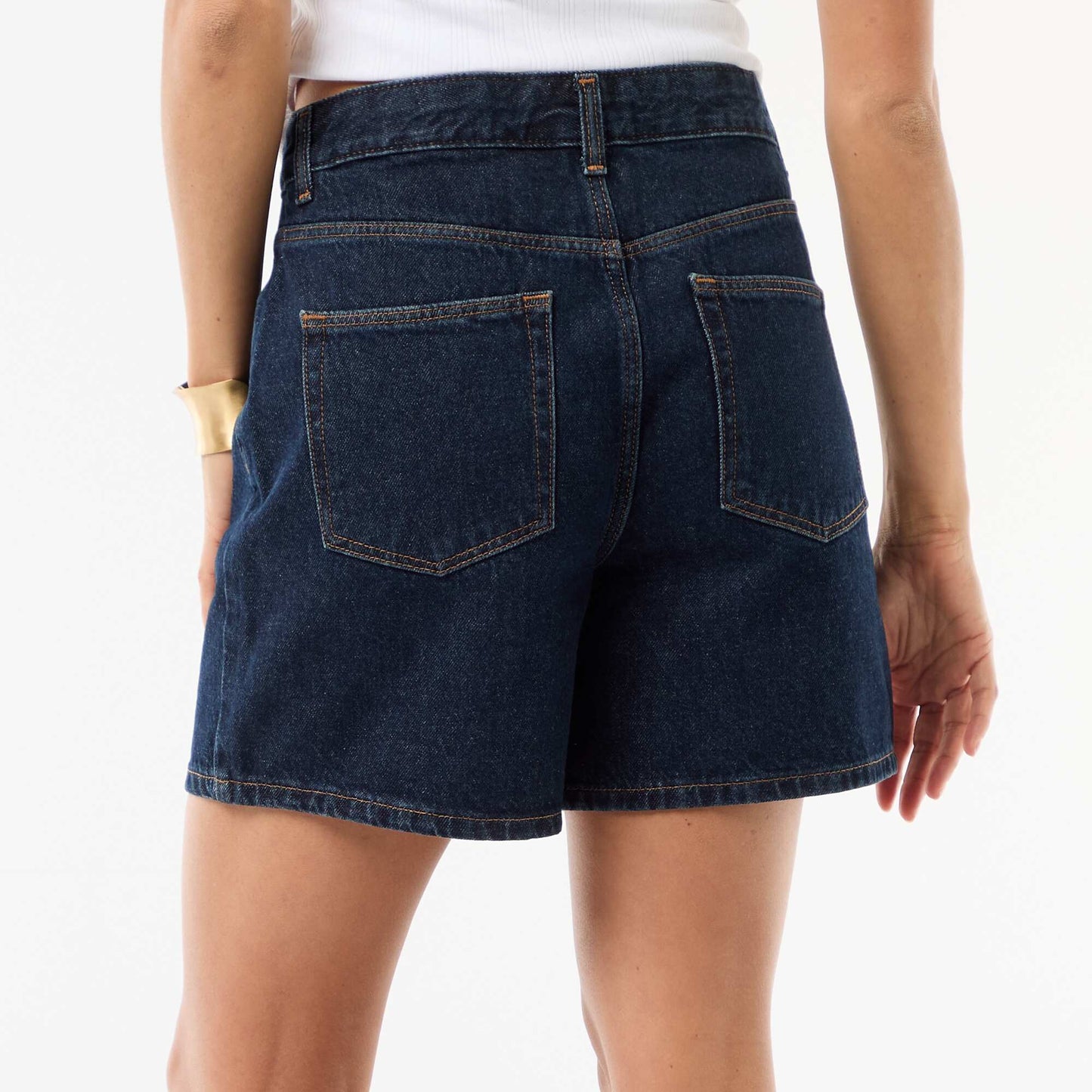 High-Waisted Denim Shorts BLUE