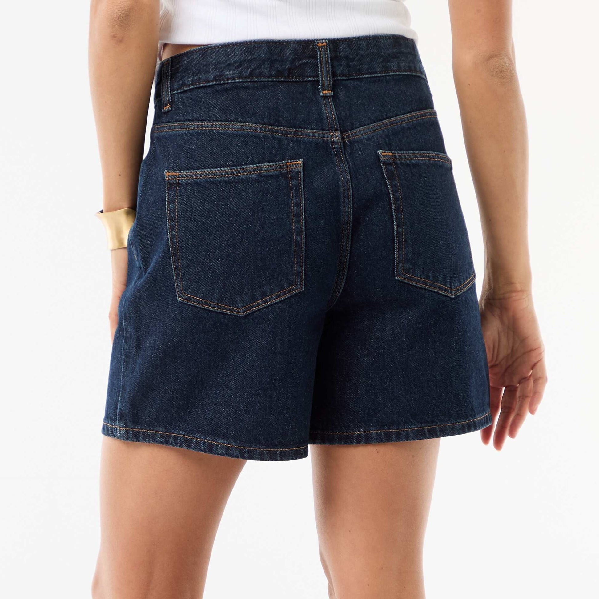 High-Waisted Denim Shorts BLUE