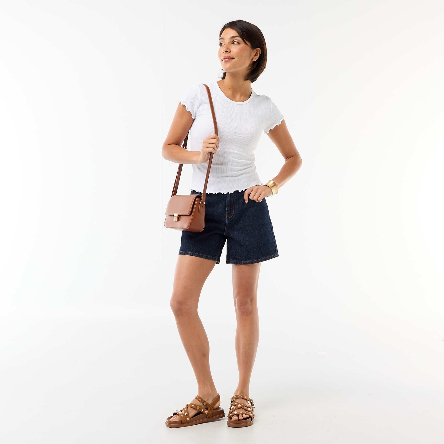 High-Waisted Denim Shorts BLUE