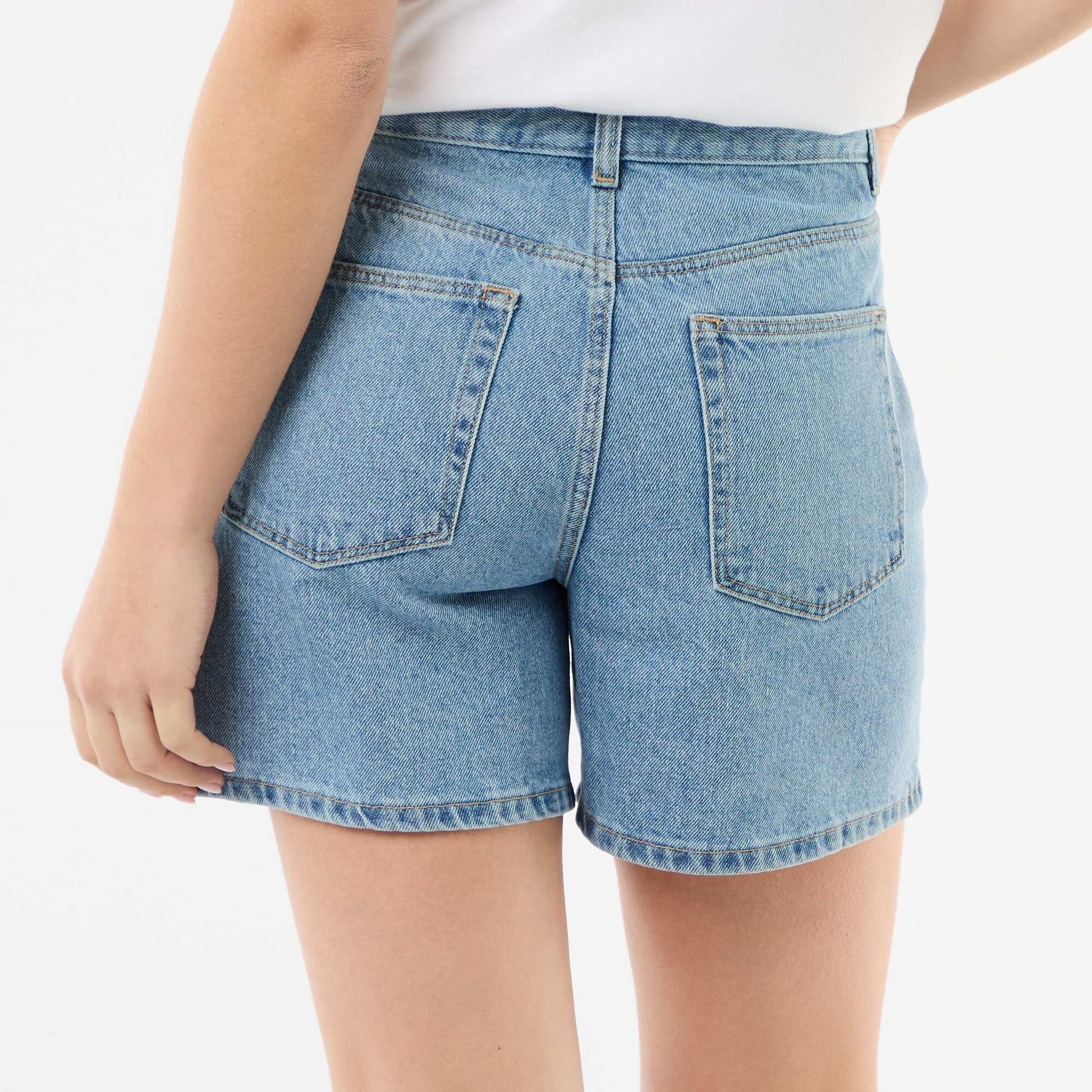 High-Waisted Denim Shorts BLUE