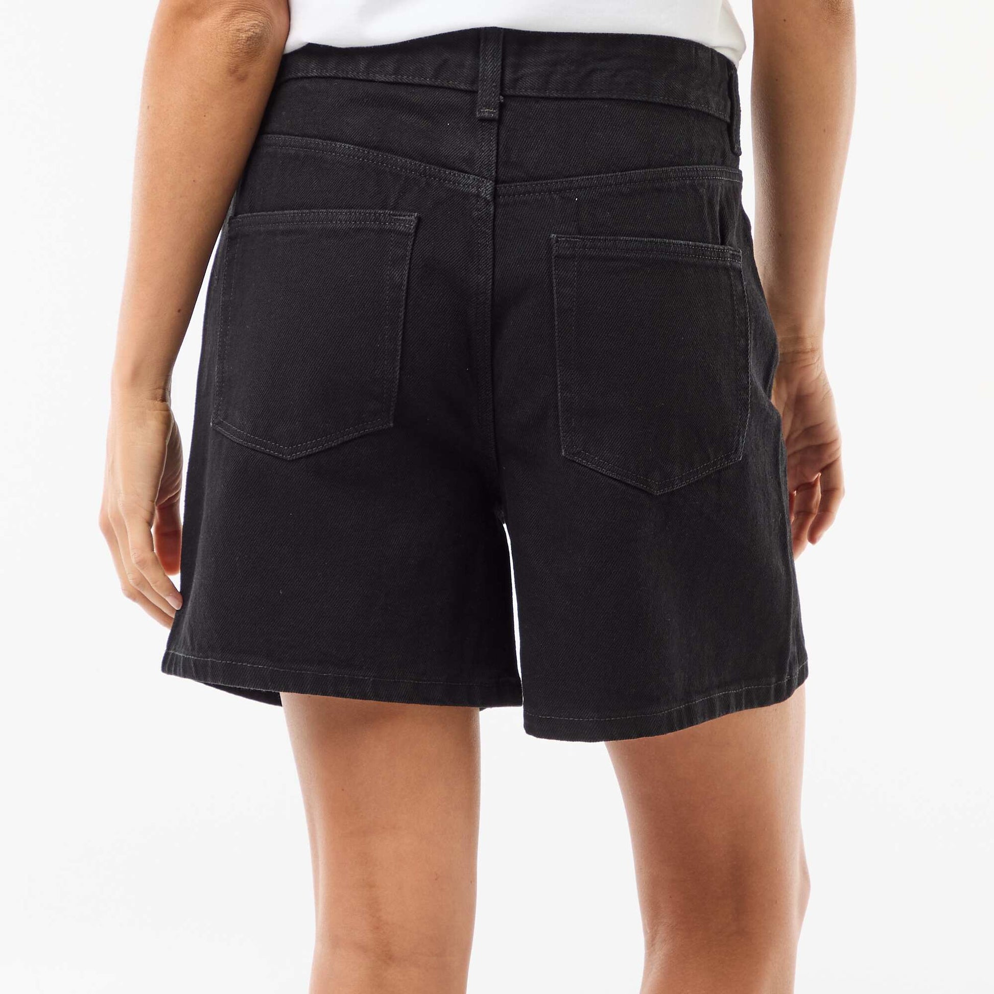 High-Waisted Denim Shorts BLACK