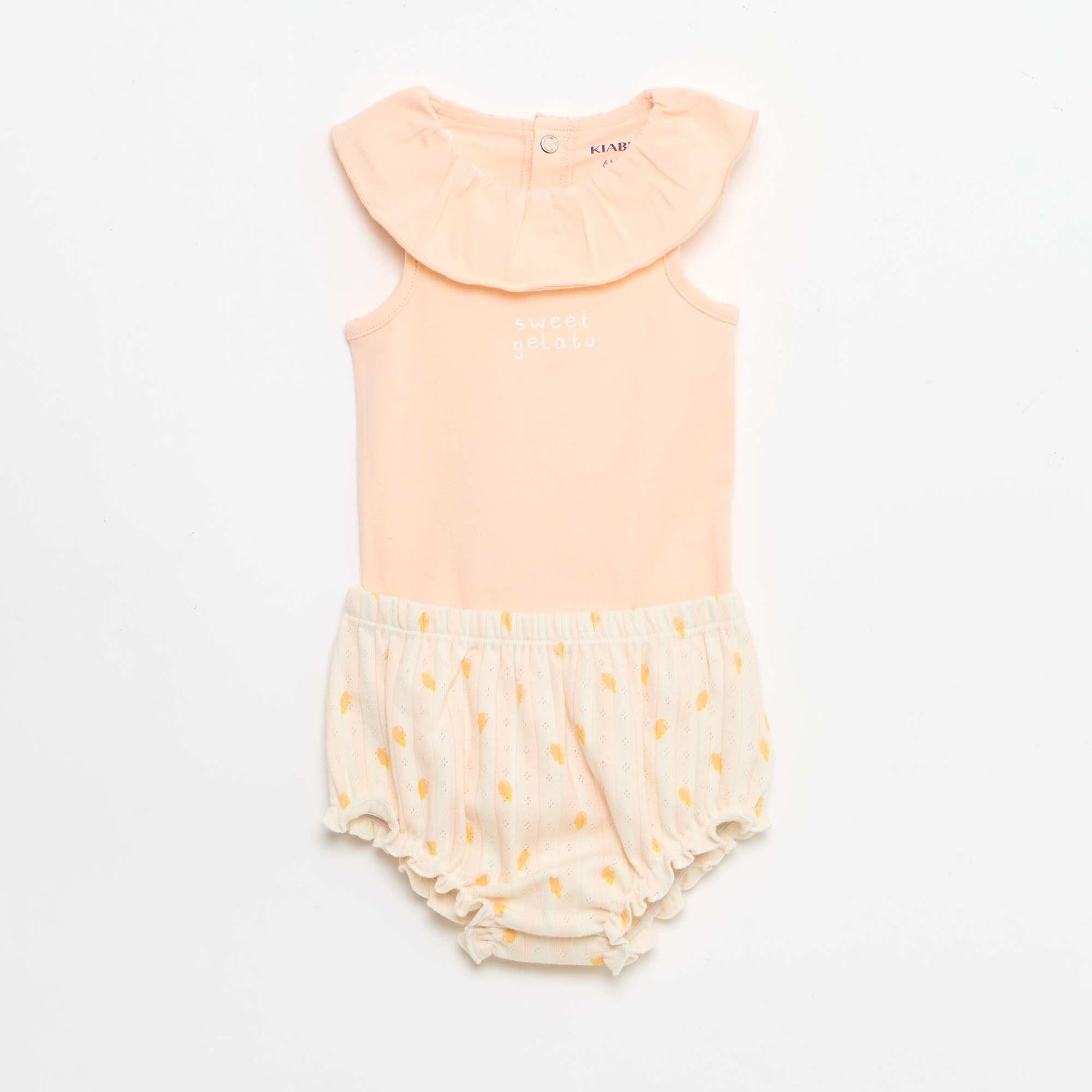 2-ნაწილიანი ბოდე + ვარდისფერი შორტებიანი კომპლექტი