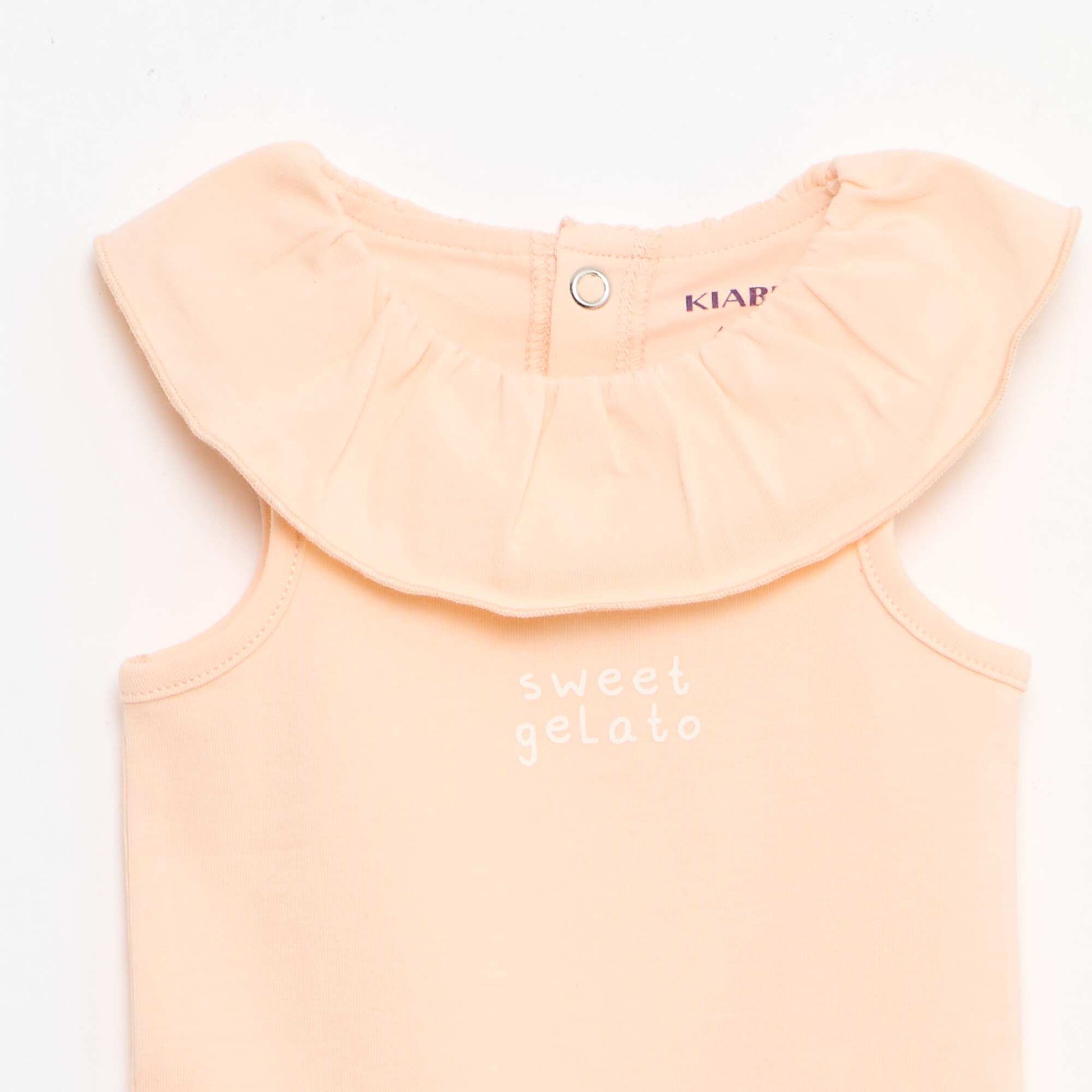 2-ნაწილიანი ბოდე + ვარდისფერი შორტებიანი კომპლექტი