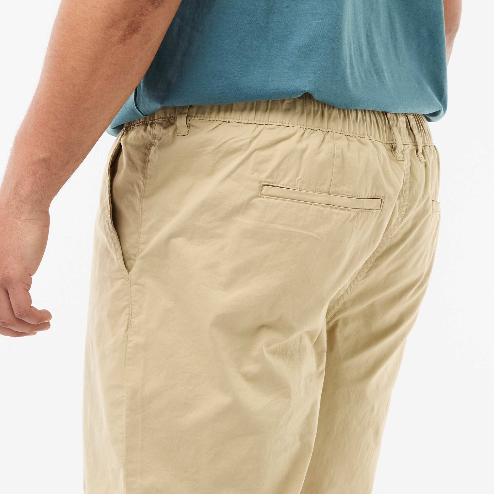 Twill Chino Trousers with Drawstring Waist BEIGE