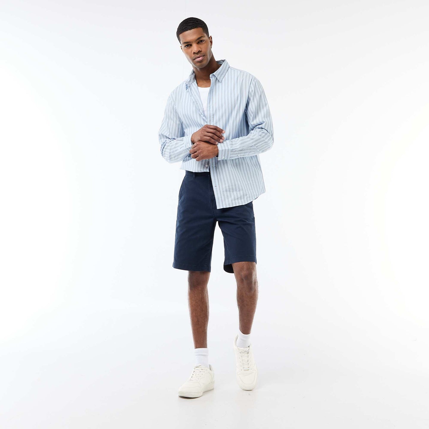 Plain Twill Chino Bermuda Shorts BLUE