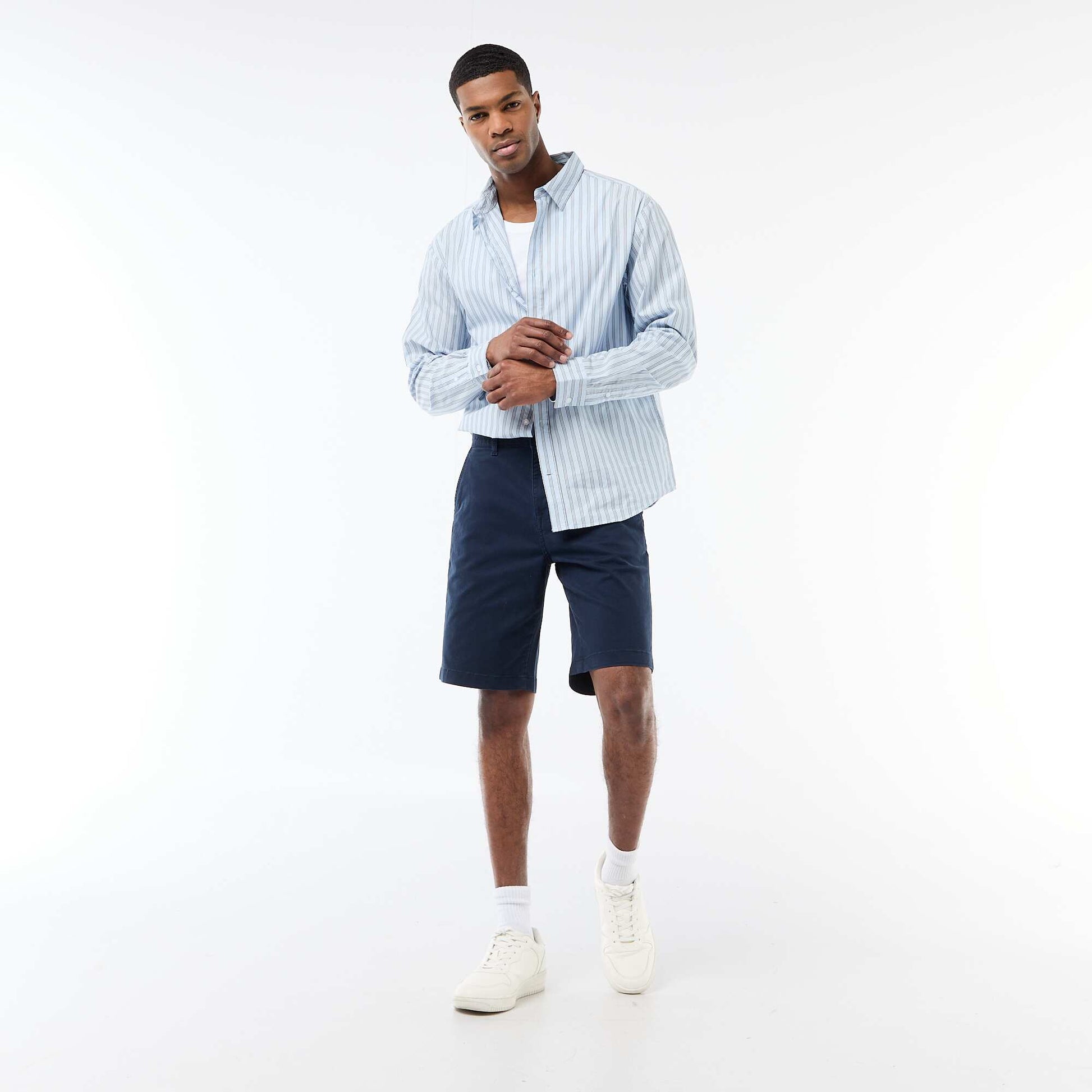 Plain Twill Chino Bermuda Shorts BLUE