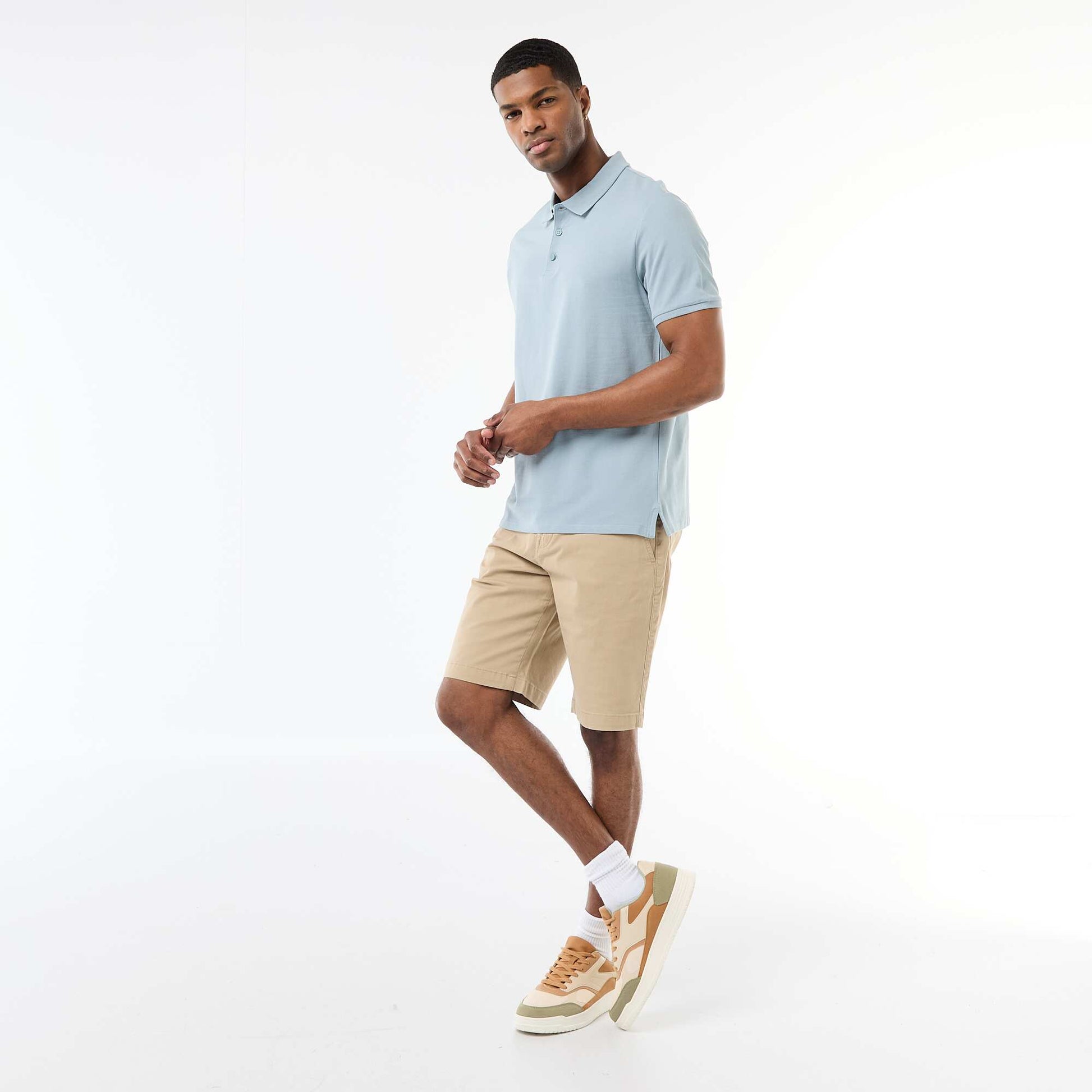 Plain Twill Chino Bermuda Shorts BEIGE
