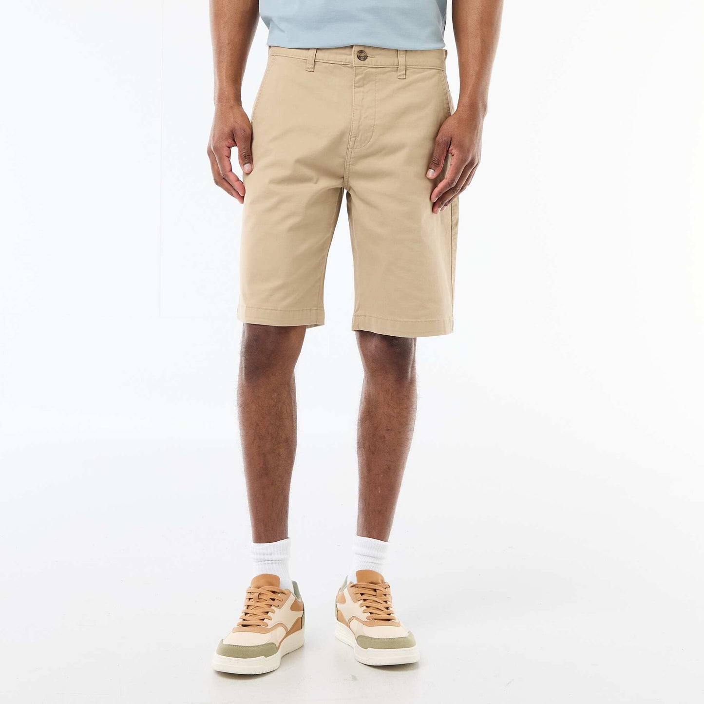 Plain Twill Chino Bermuda Shorts BEIGE