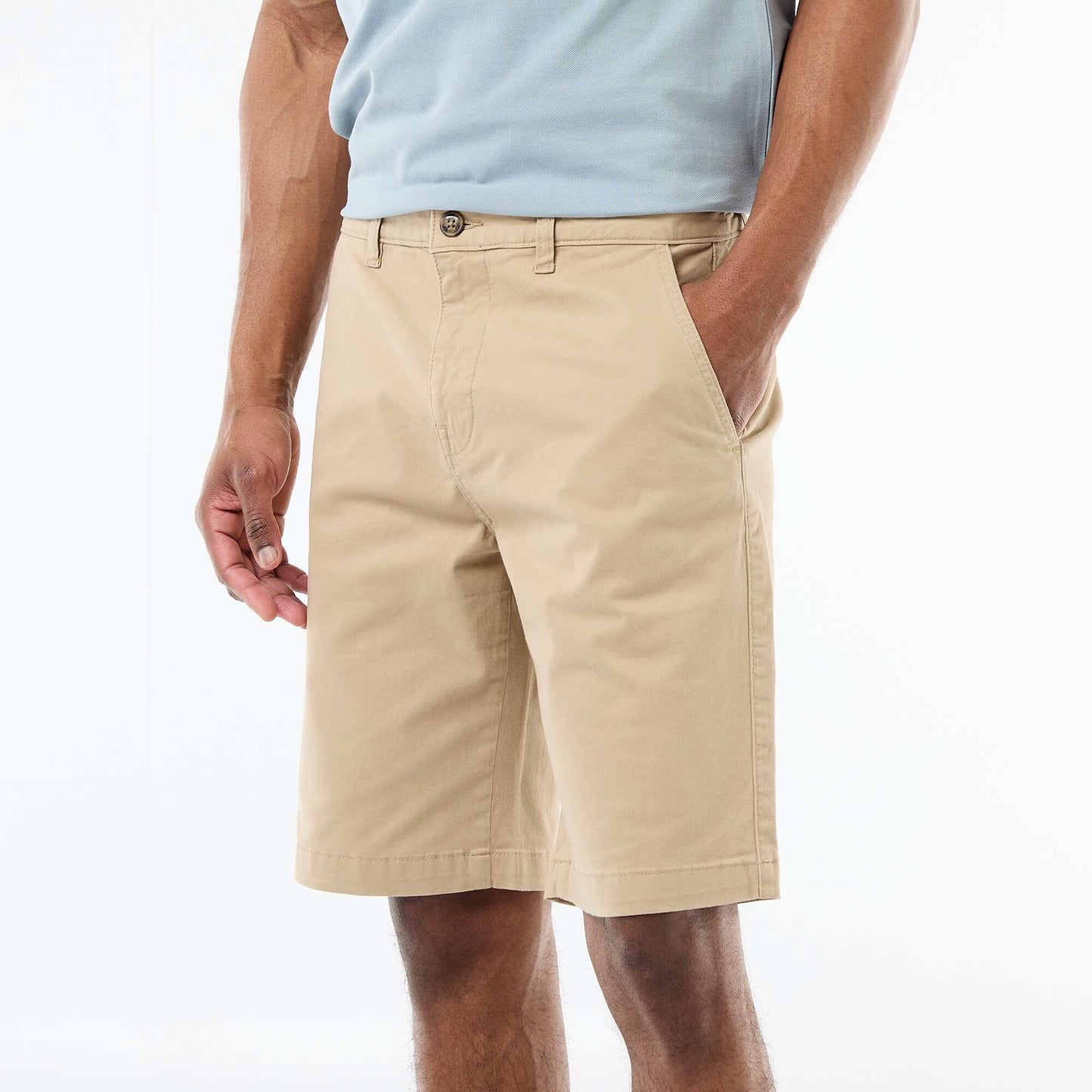Plain Twill Chino Bermuda Shorts BEIGE