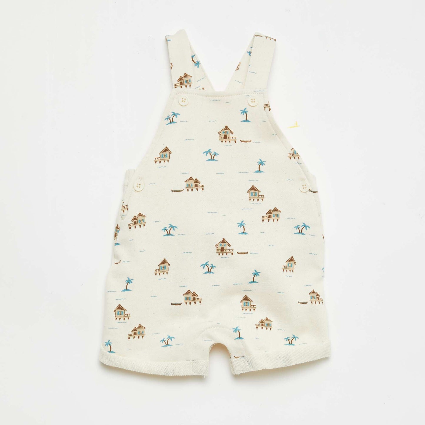French terry short overalls with cotton straps BEIGE