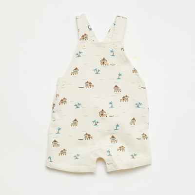 French terry short overalls with cotton straps BEIGE