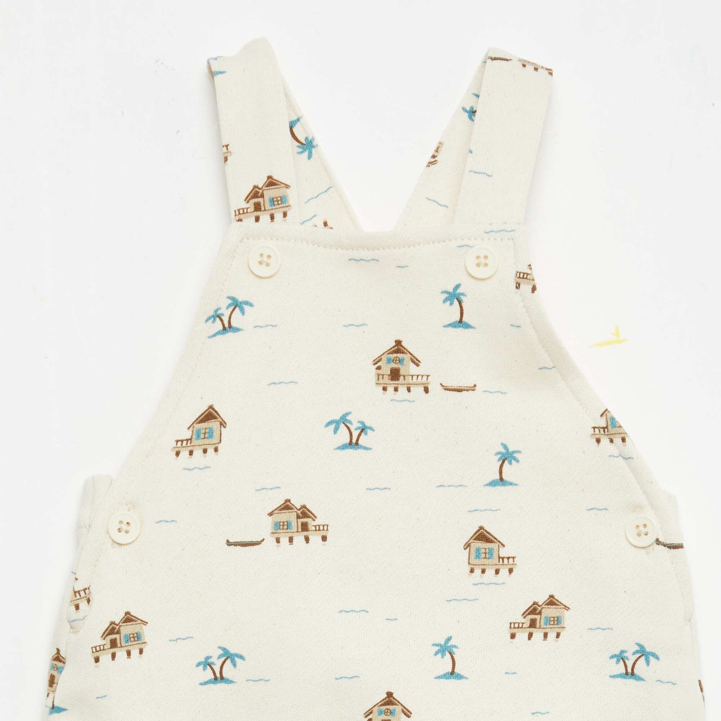 French terry short overalls with cotton straps BEIGE