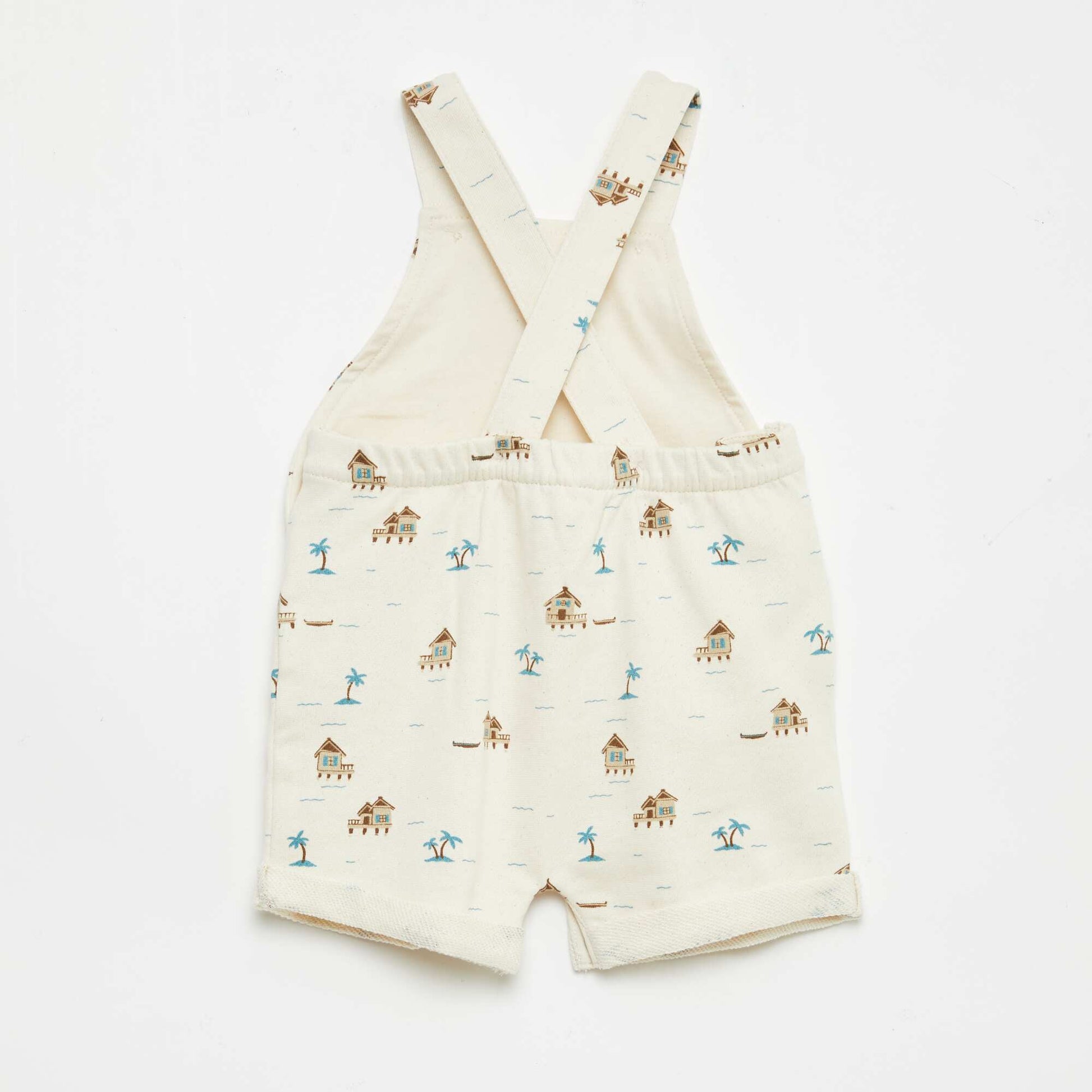 French terry short overalls with cotton straps BEIGE