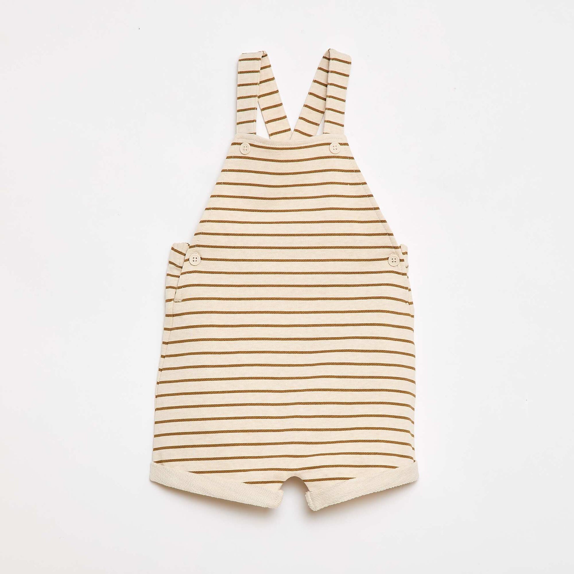 French terry short overalls with cotton straps BEIGE