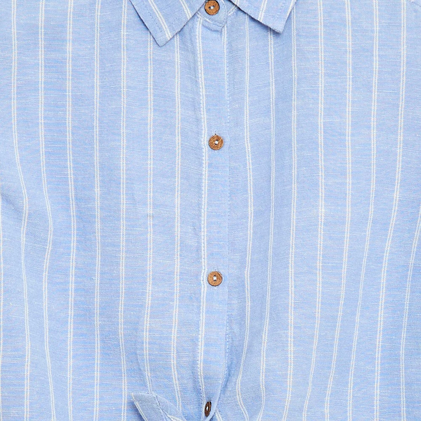Short-sleeved linen blend shirt BLUE