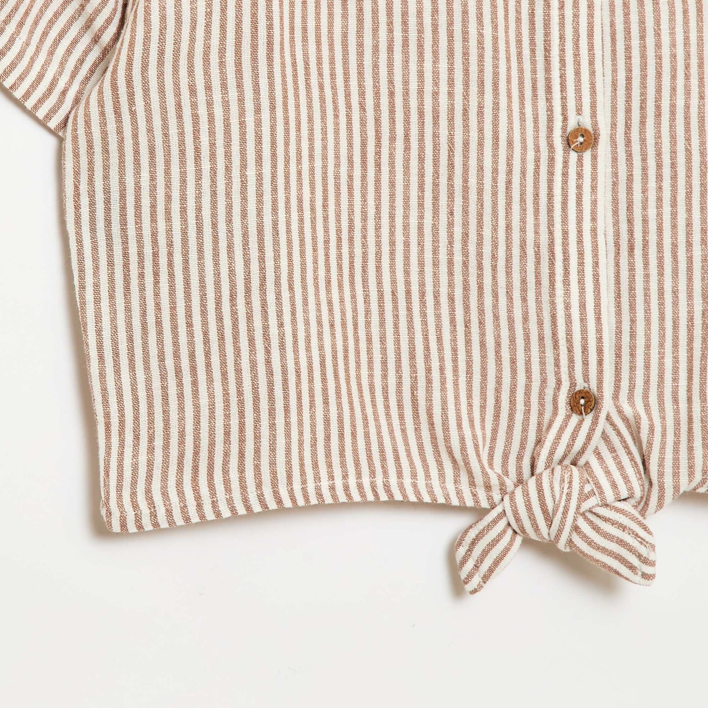 Short-sleeved linen blend shirt BEIGE