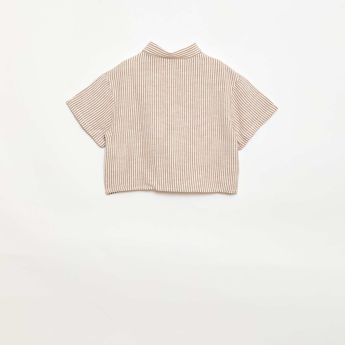 Short-sleeved linen blend shirt BEIGE