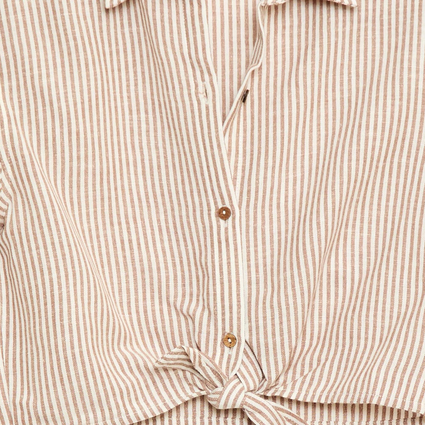Short-sleeved linen blend shirt BEIGE