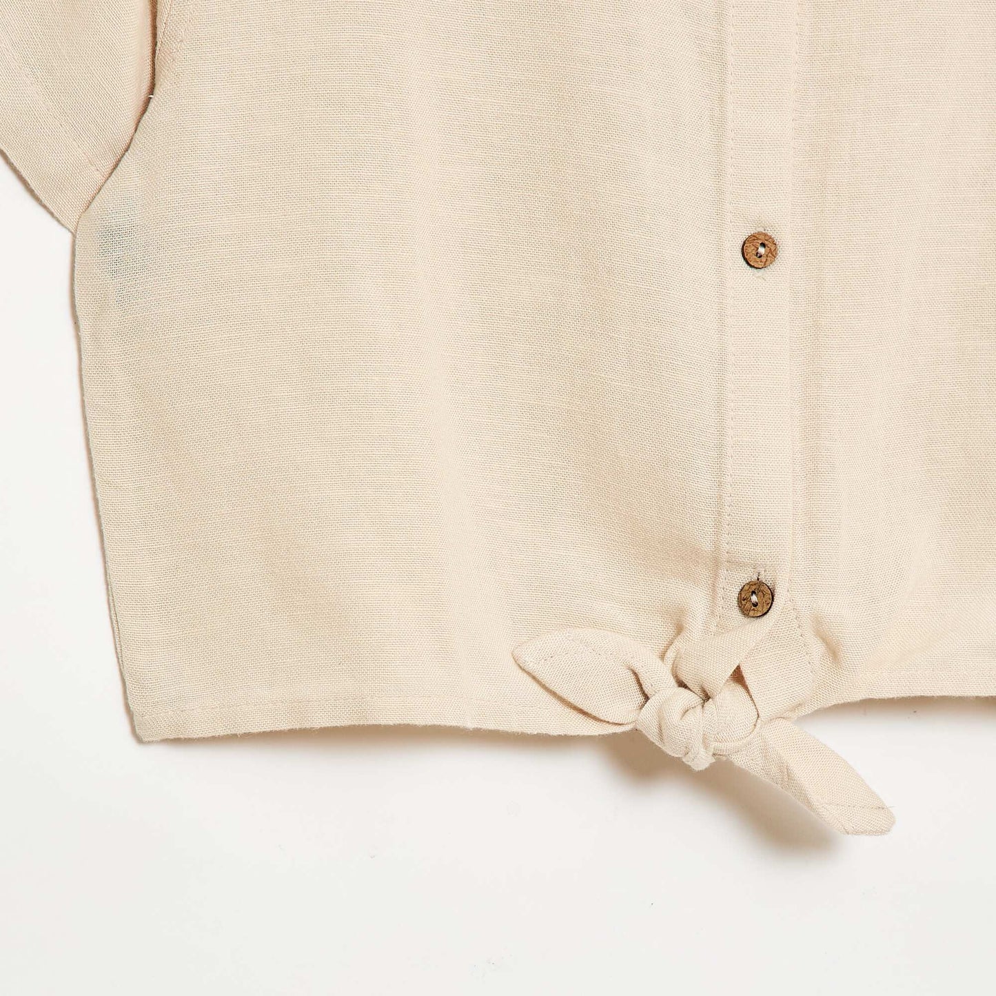 Short-sleeved linen blend shirt WHITE