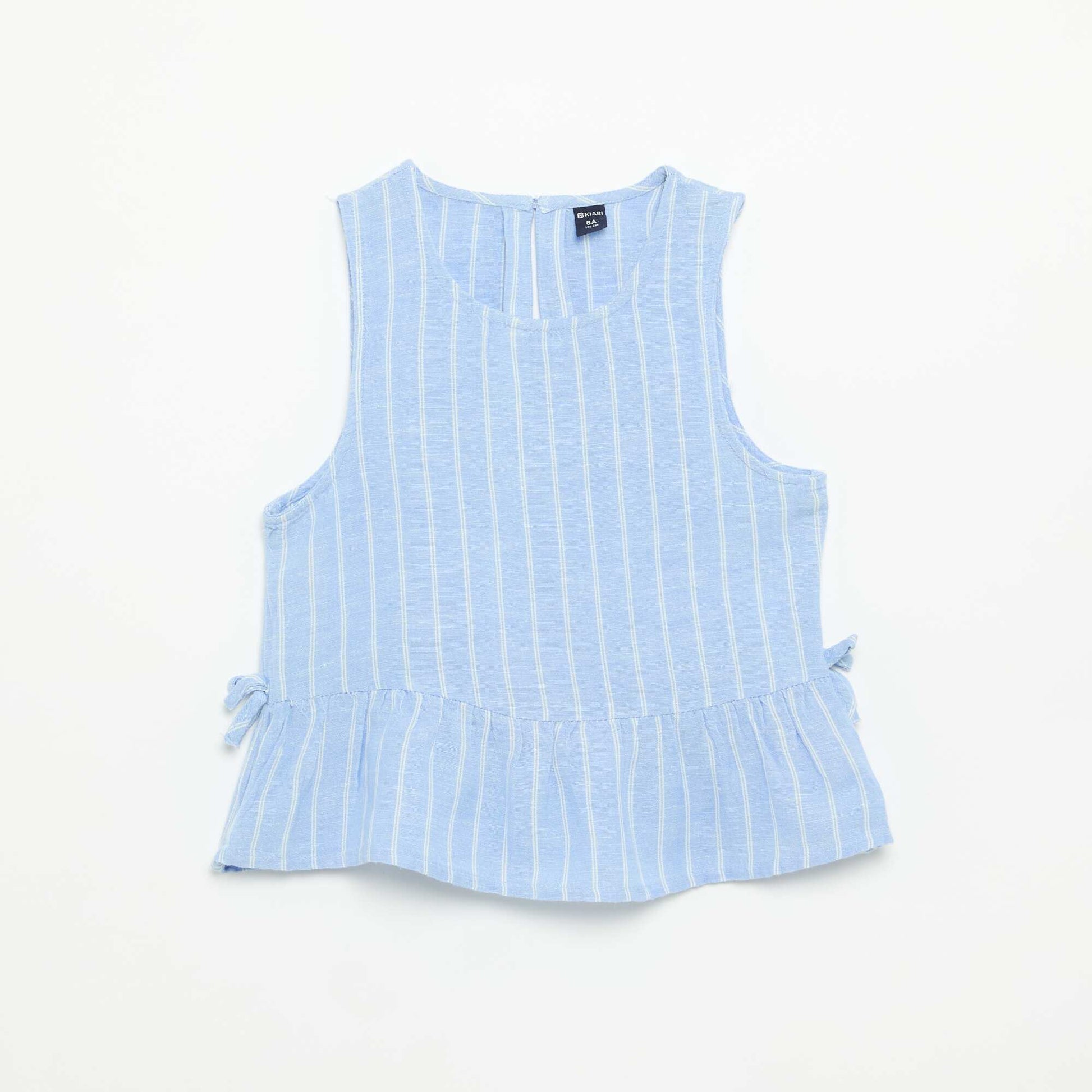 Striped blouse with fancy bows BLUE