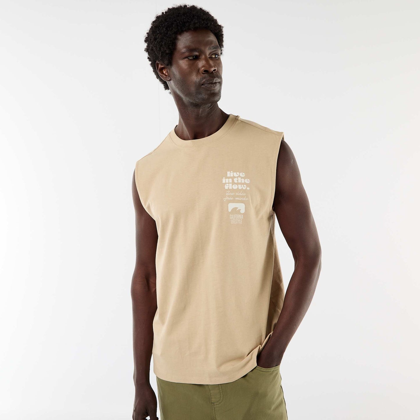 Reversible Print Tank Top BEIGE