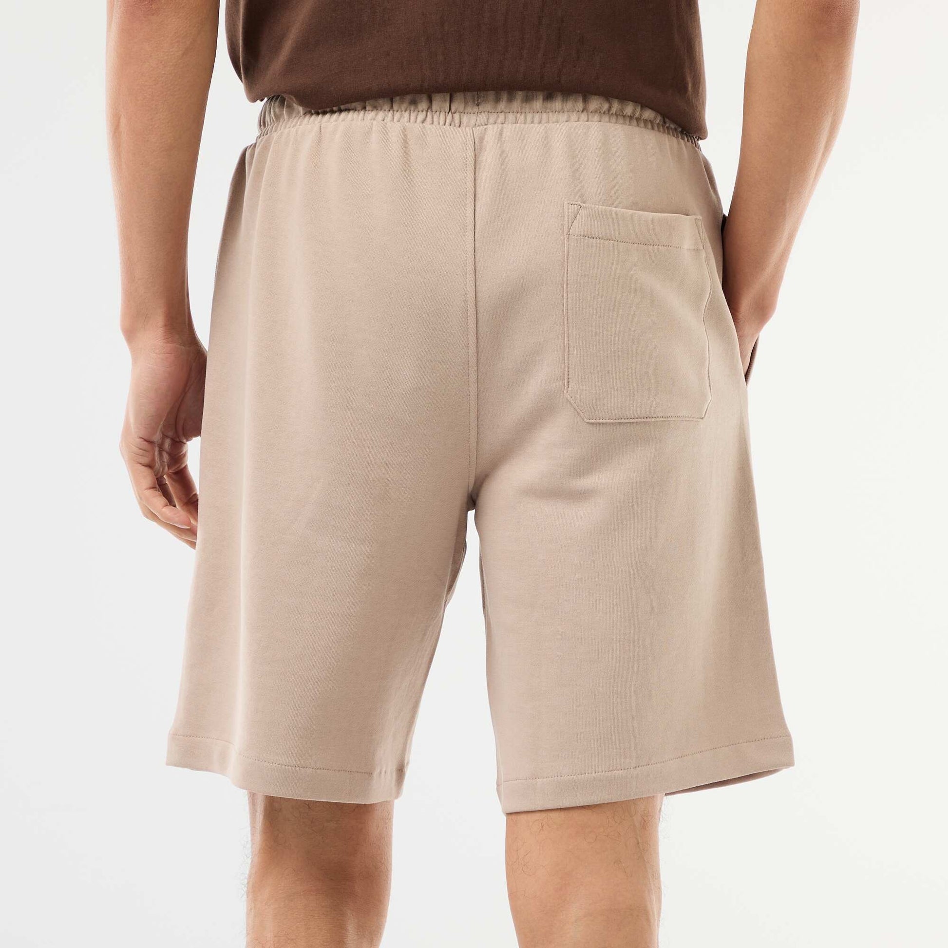 სადა მსუბუქი ფლისის ბერმუდის შარვალი შორტი კრემისფერი