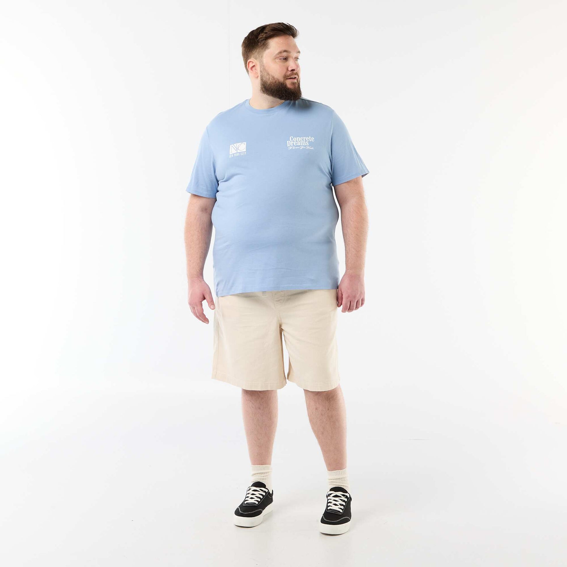 Printed short-sleeved T-shirt BLUE