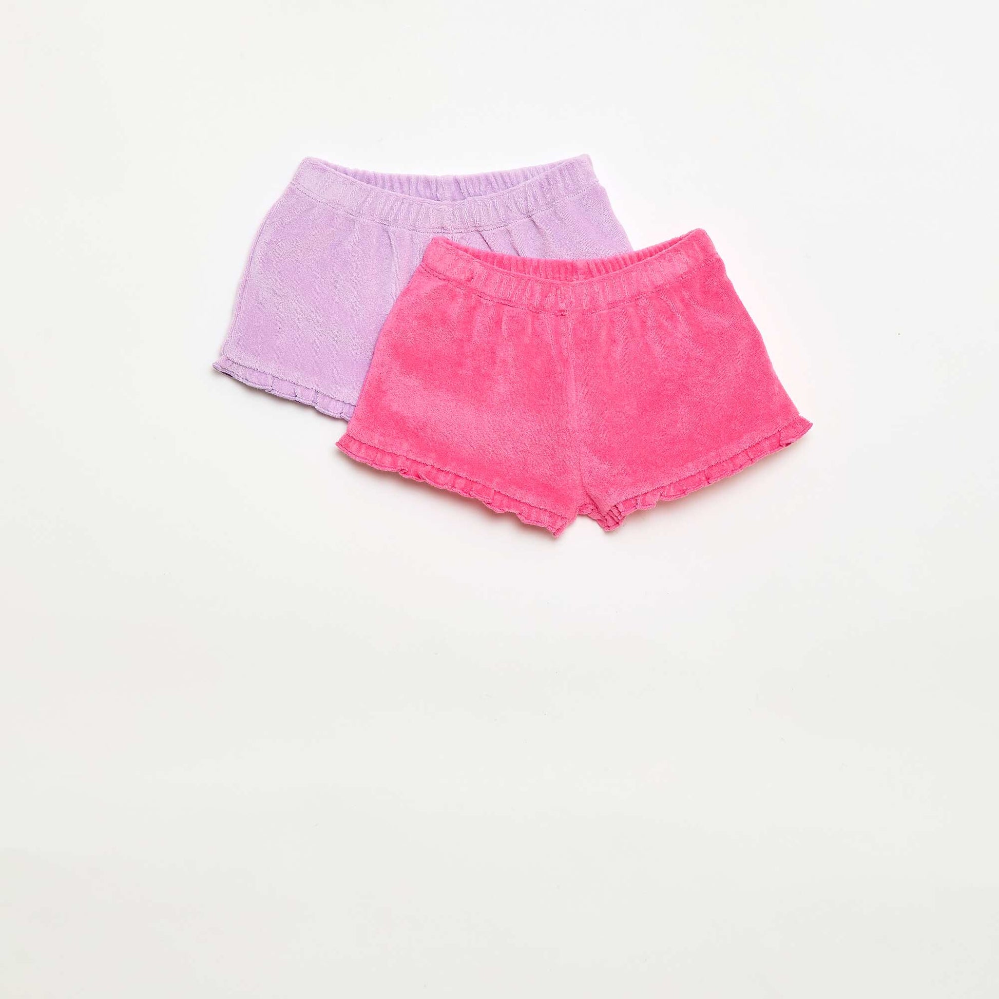 2-pack of plain ruffled terry shorts PURPLE