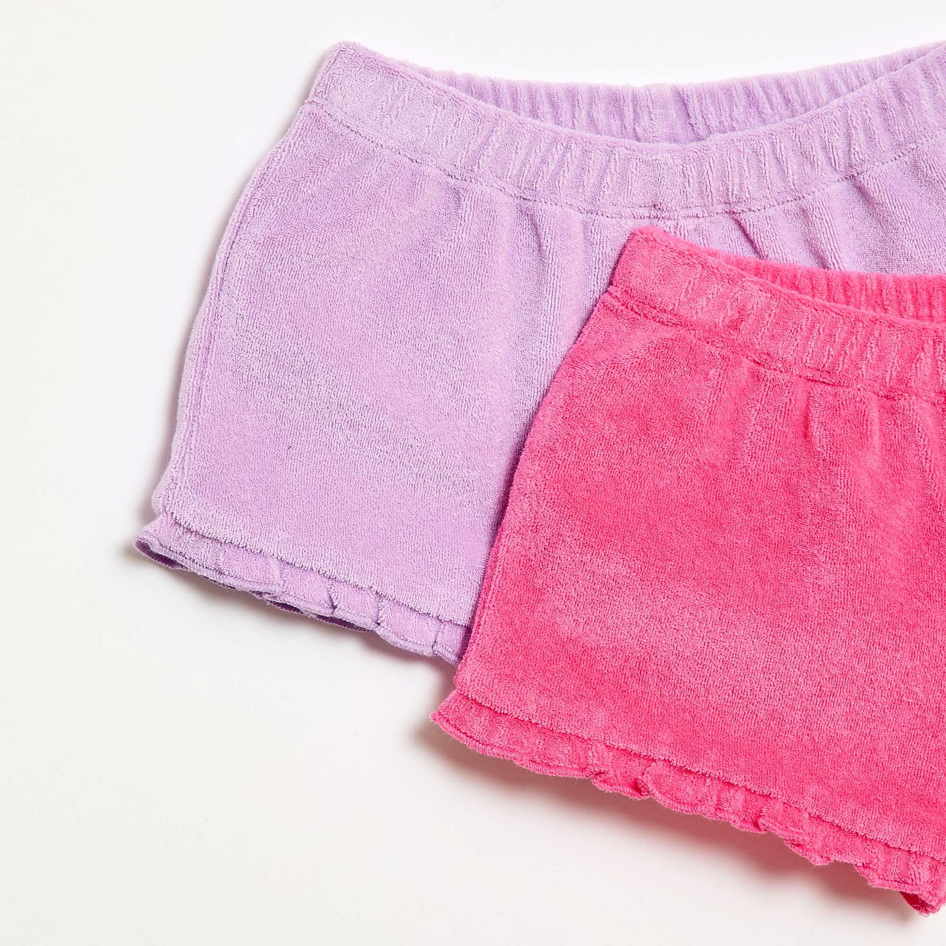 2-pack of plain ruffled terry shorts PURPLE