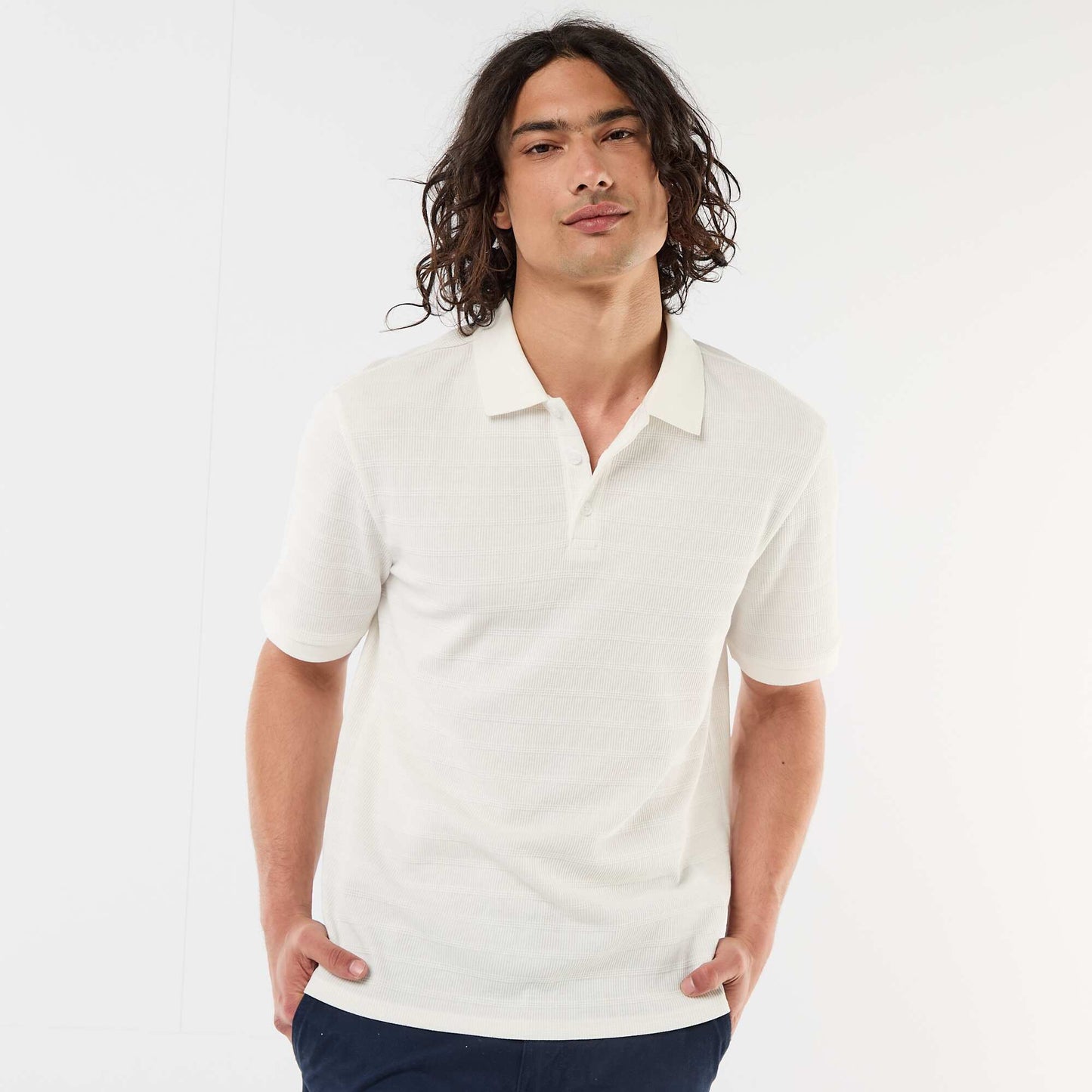 Short-Sleeve Cotton Piqué Polo Shirt BEIGE