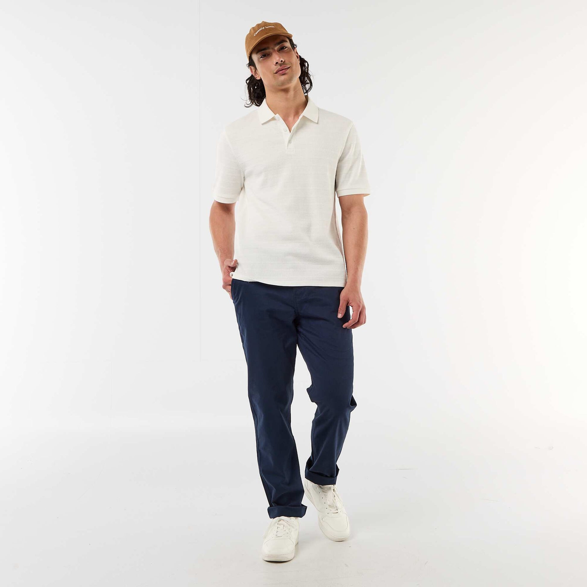 Short-Sleeve Cotton Piqué Polo Shirt BEIGE