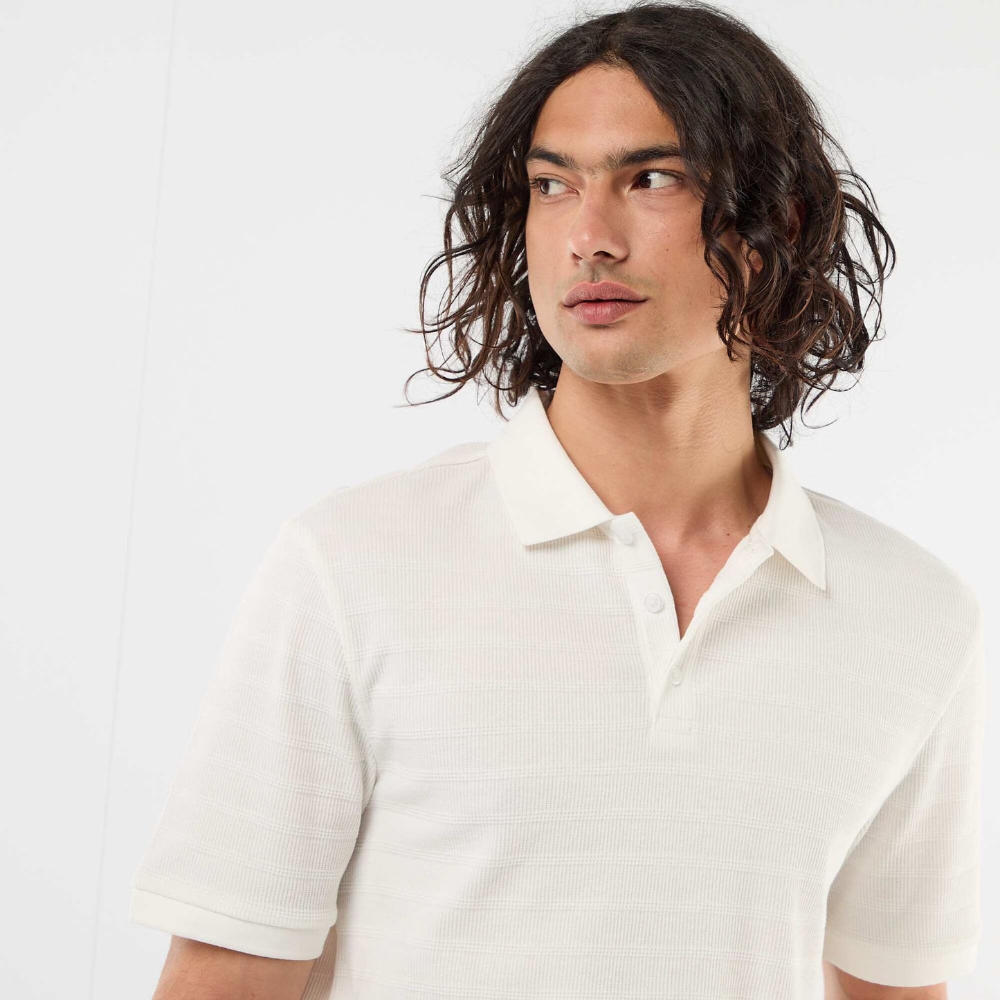 Short-Sleeve Cotton Piqué Polo Shirt BEIGE