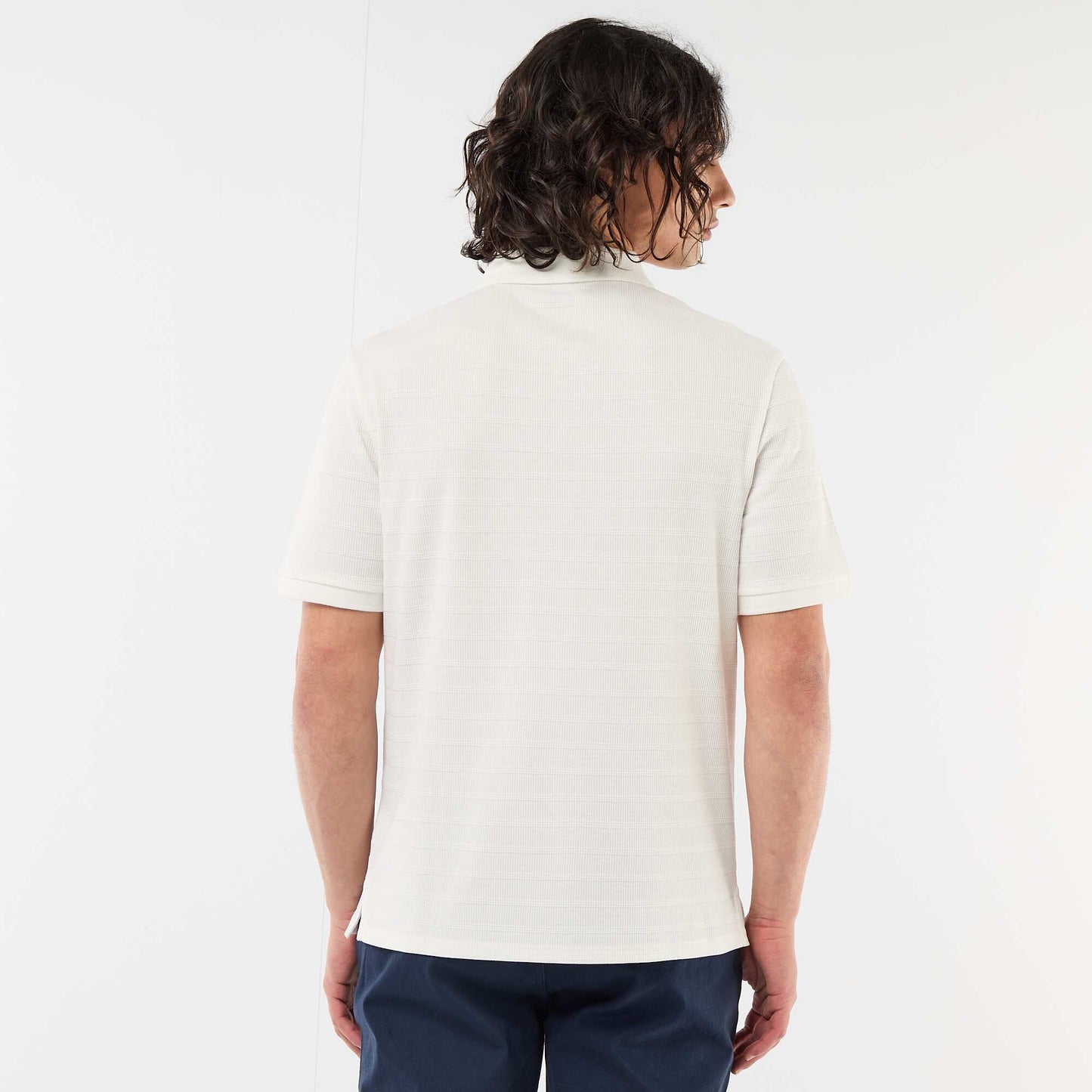 Short-Sleeve Cotton Piqué Polo Shirt BEIGE