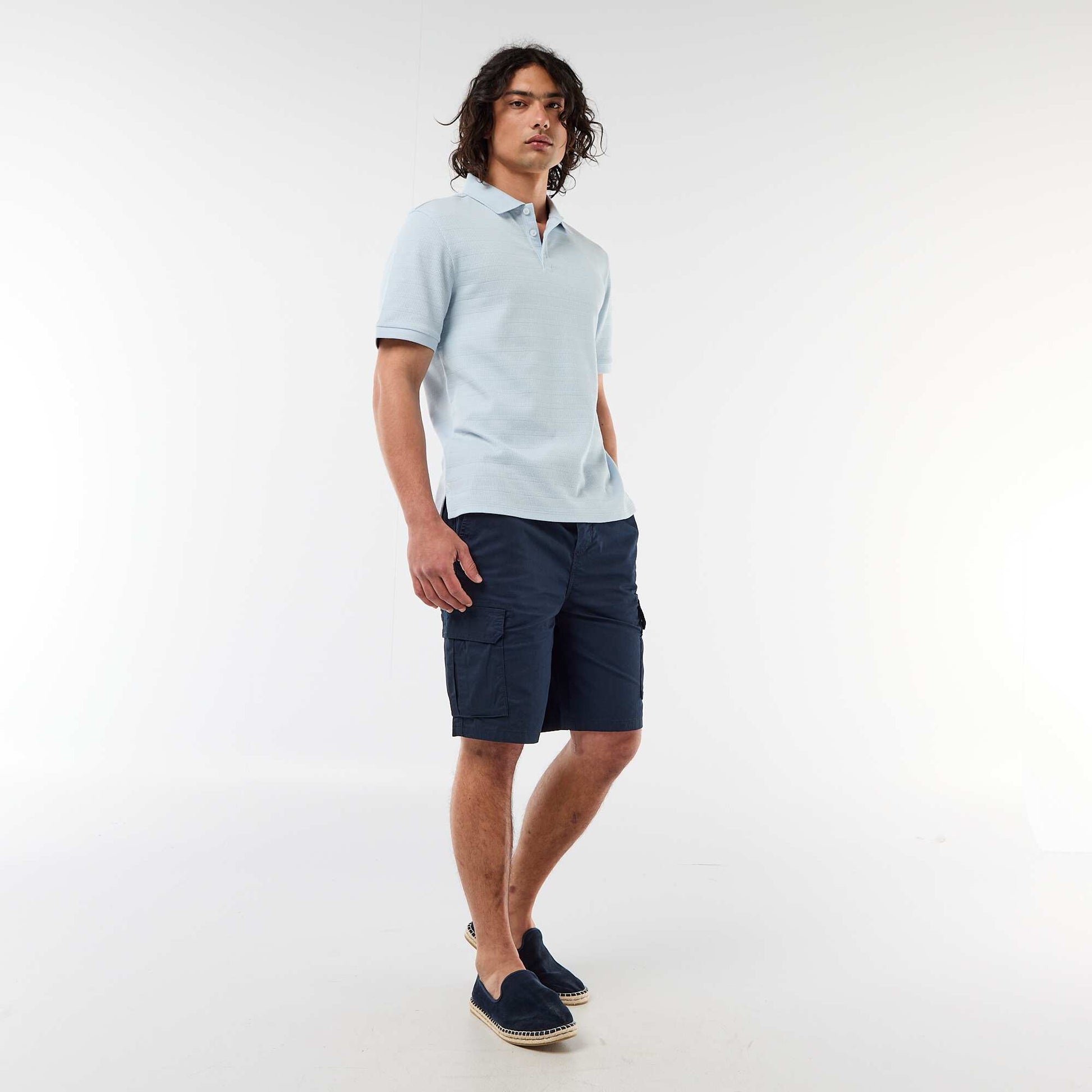 Short-Sleeve Cotton Piqué Polo Shirt BLUE
