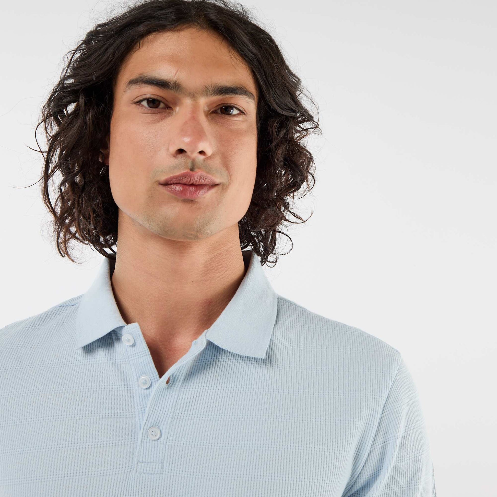 Short-Sleeve Cotton Piqué Polo Shirt BLUE