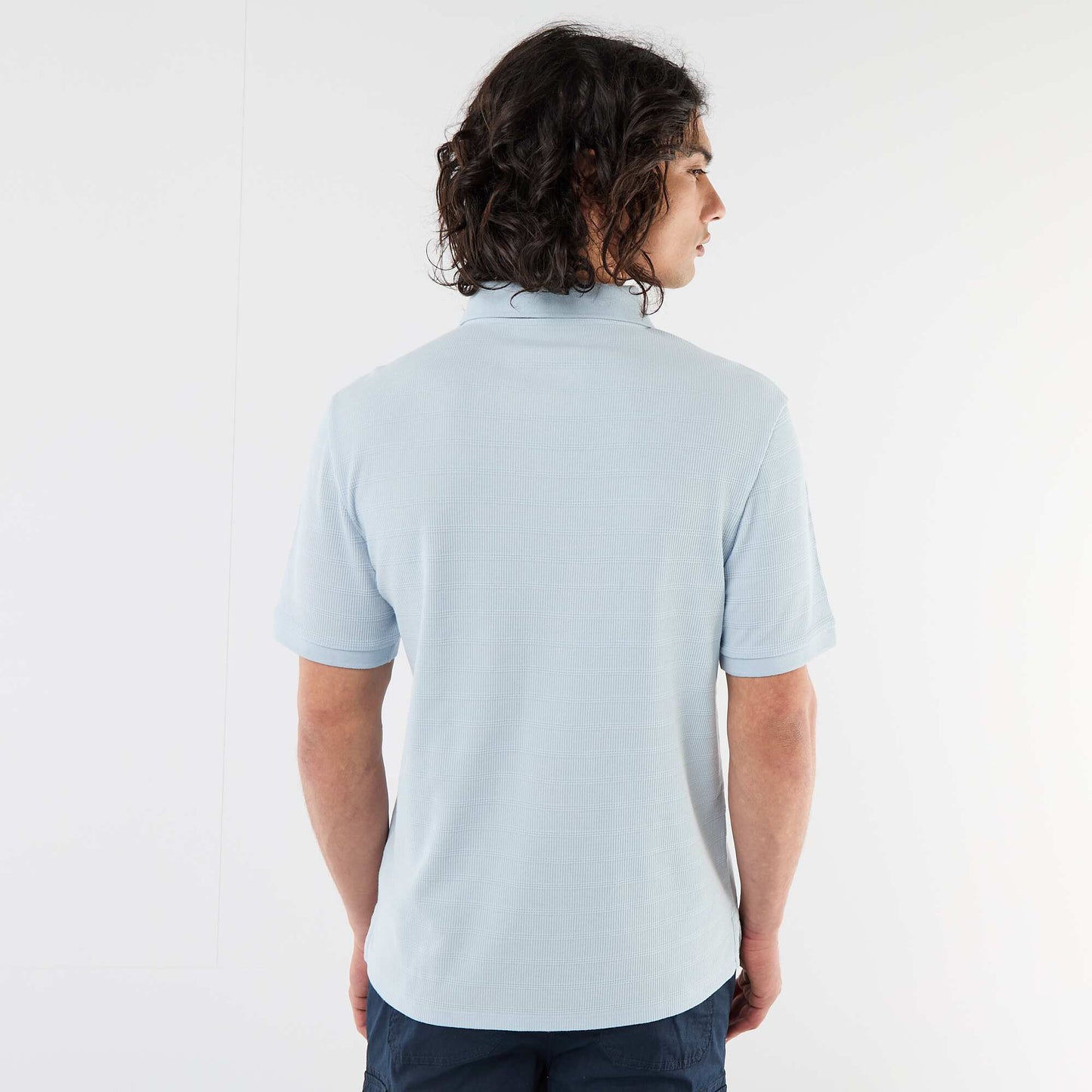 Short-Sleeve Cotton Piqué Polo Shirt BLUE