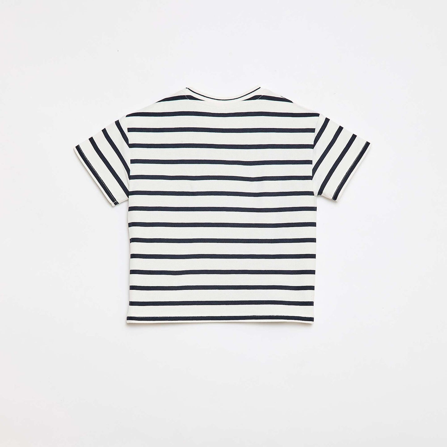 ზოლიანი მოკლემკლავიანი ბამბის მაისური თეთრი