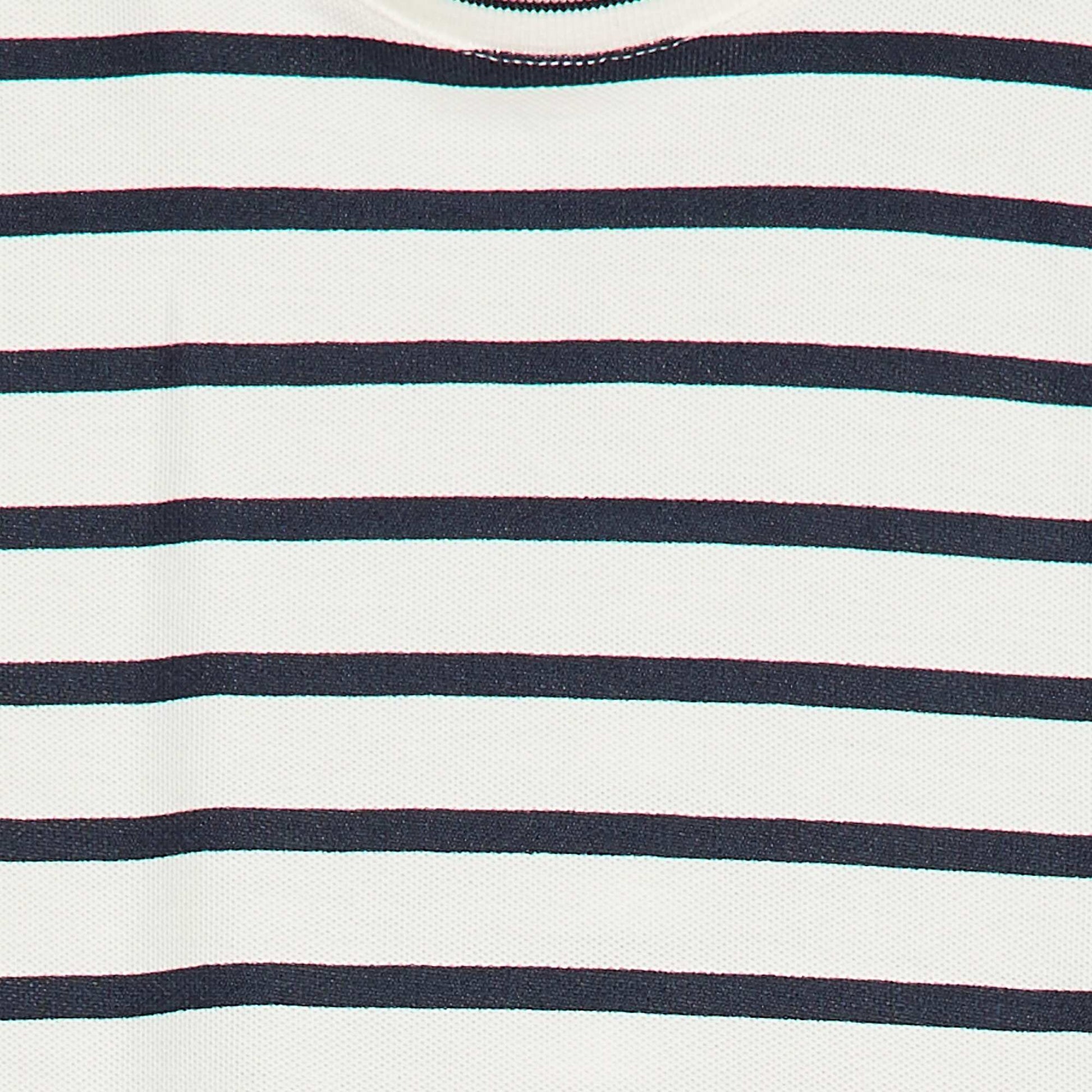 ზოლიანი მოკლემკლავიანი ბამბის მაისური თეთრი