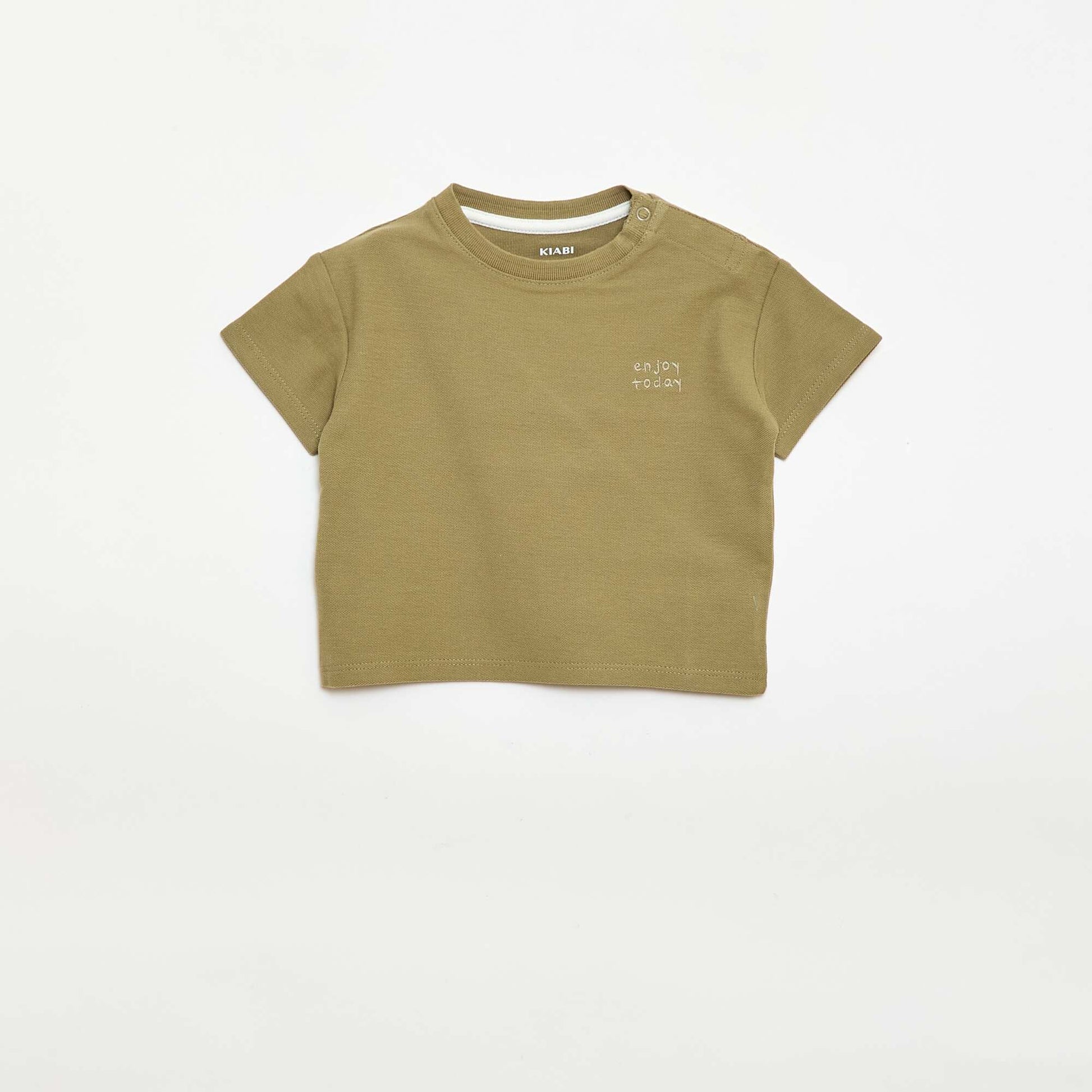 Plain short-sleeved cotton T-shirt GREEN