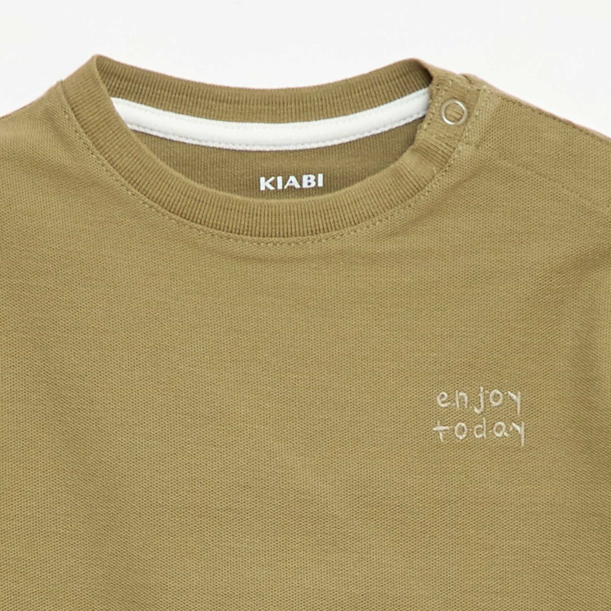 Plain short-sleeved cotton T-shirt GREEN