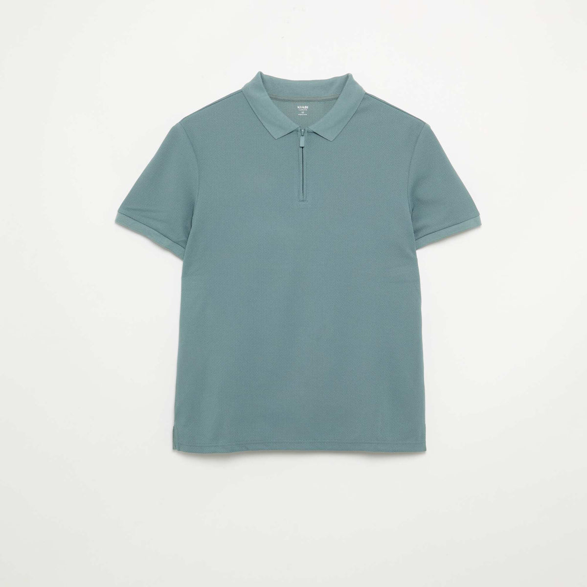 Honeycomb Knit Polo with Zip Collar BLUE