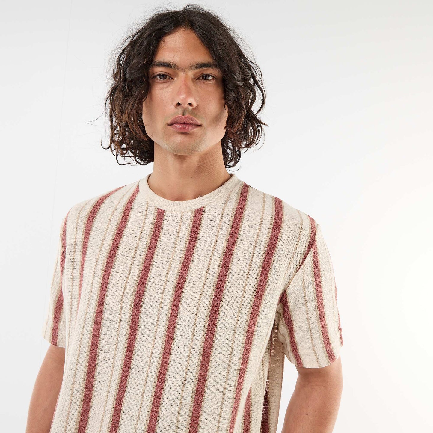 Knit short-sleeved t-shirt BEIGE