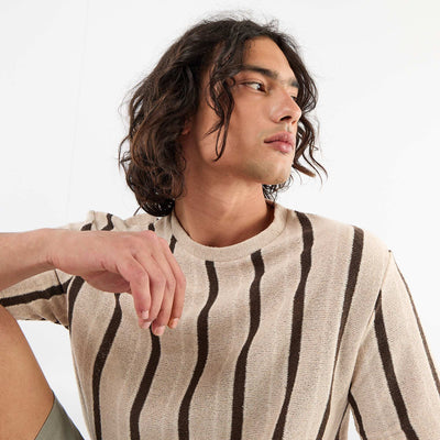 Knit short-sleeved t-shirt BROWN