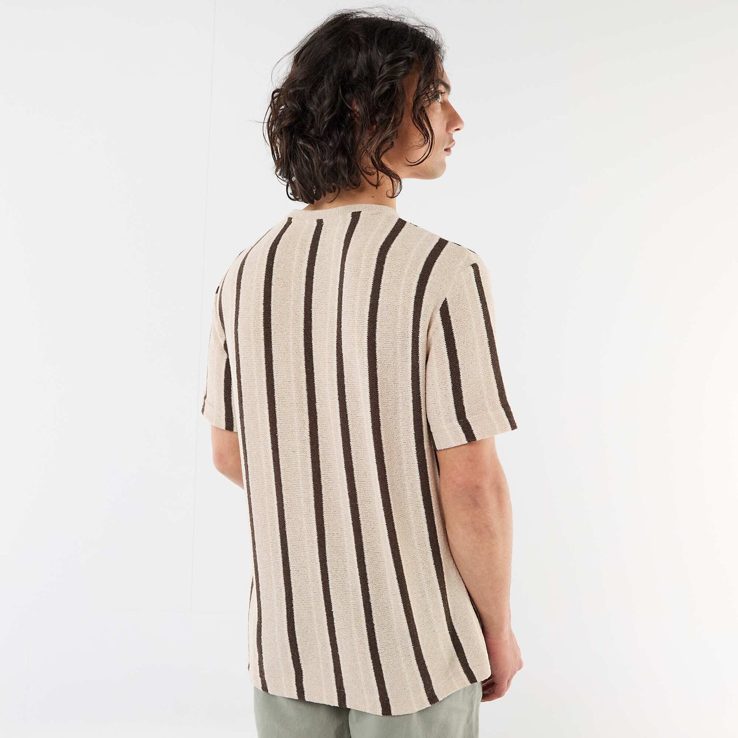 Knit short-sleeved t-shirt BROWN