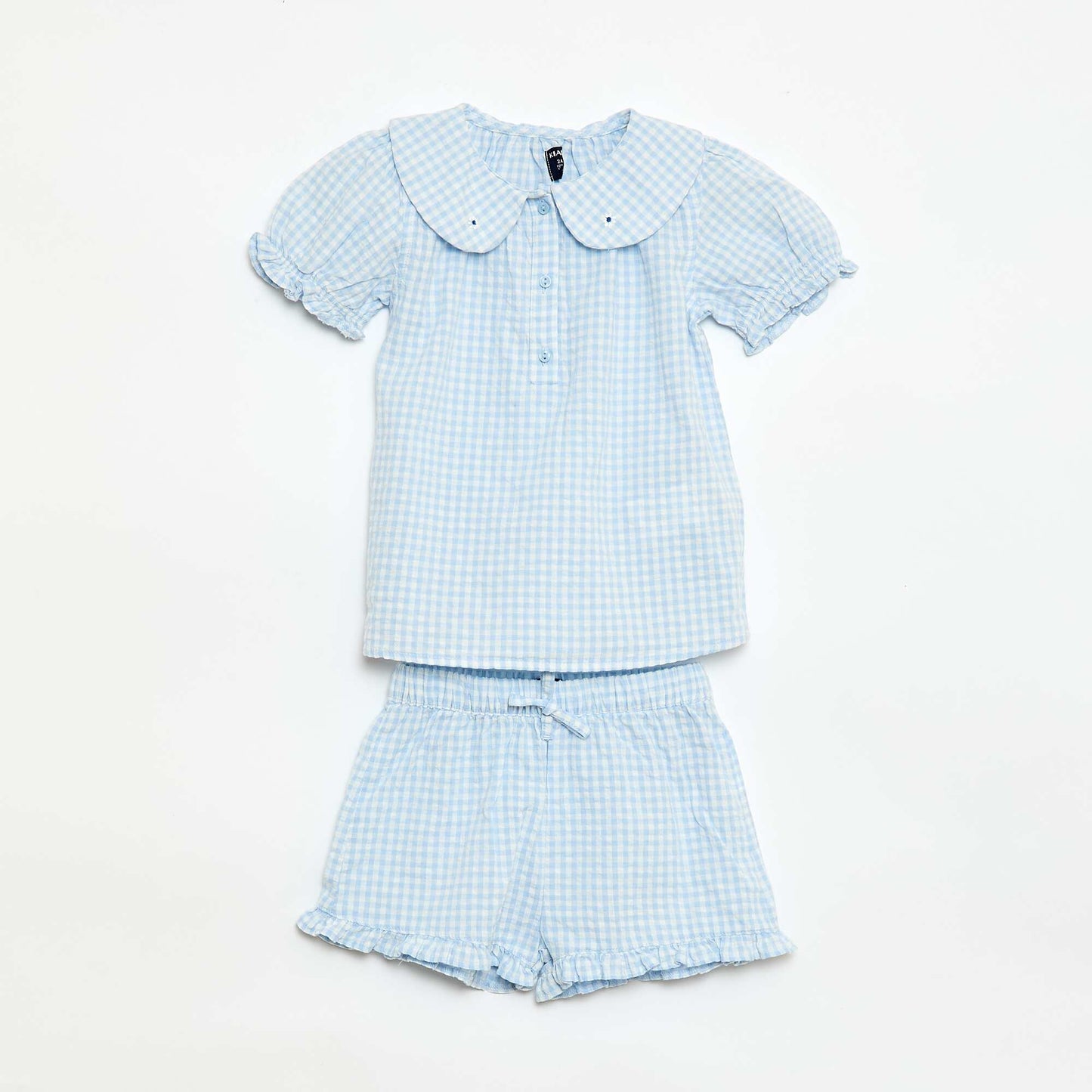 Gingham Tunic + Shorts + Headband Set GREY