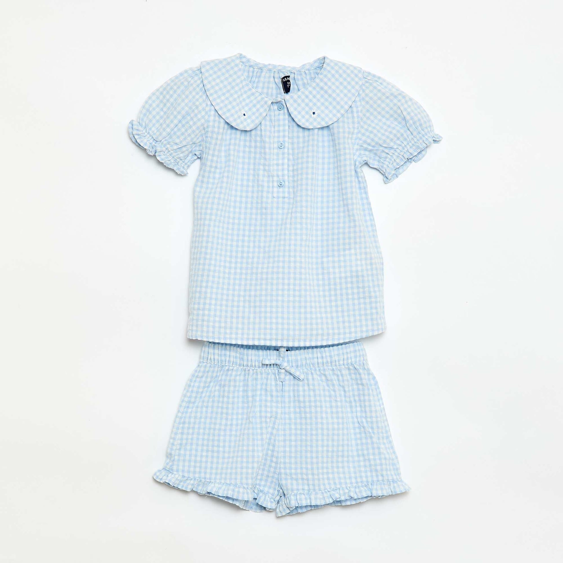 Gingham Tunic + Shorts + Headband Set GREY