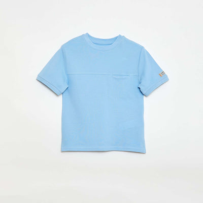Pique cotton short-sleeved T-shirt WHITE