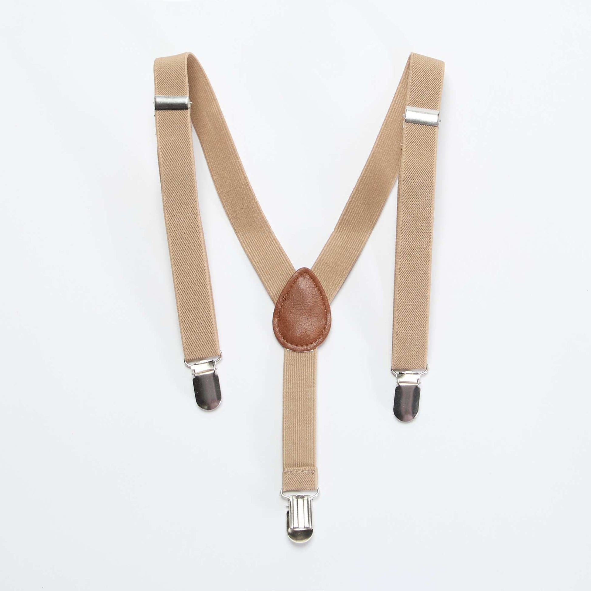 Solid Elastic Suspenders BEIGE