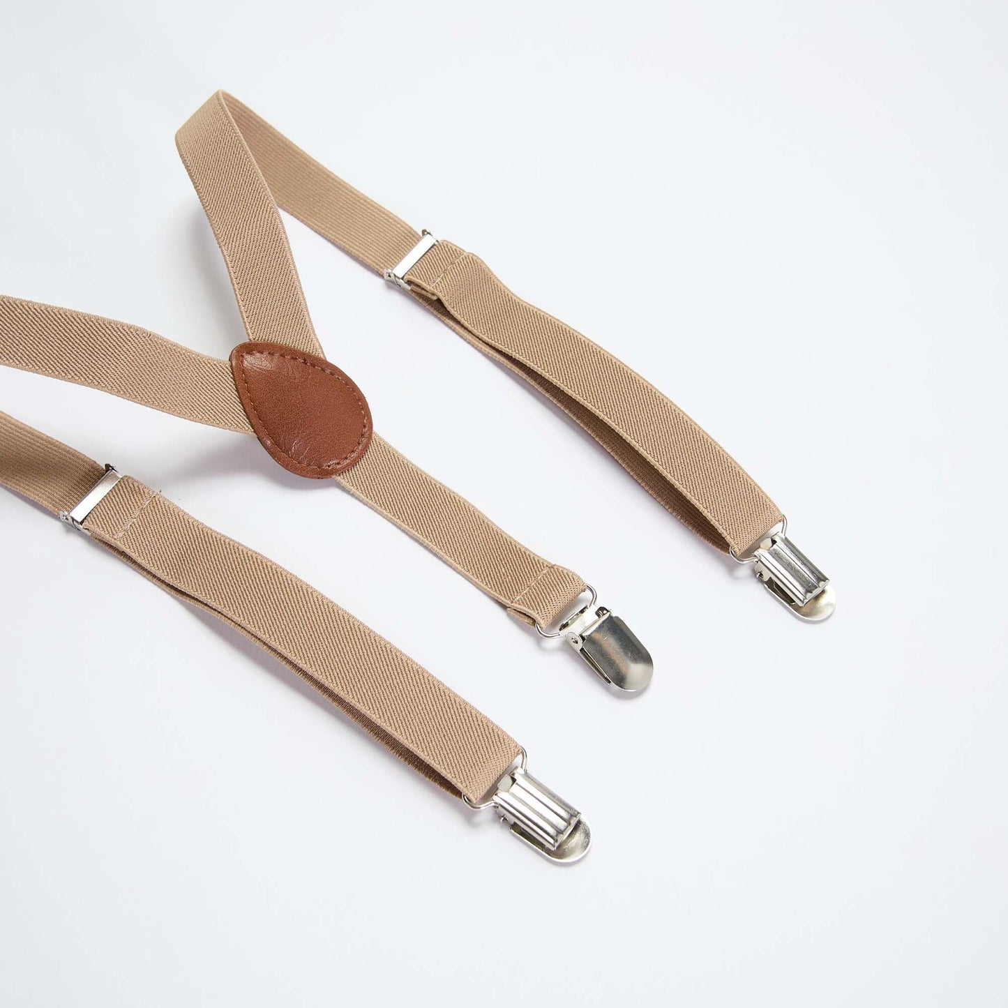 Solid Elastic Suspenders BEIGE
